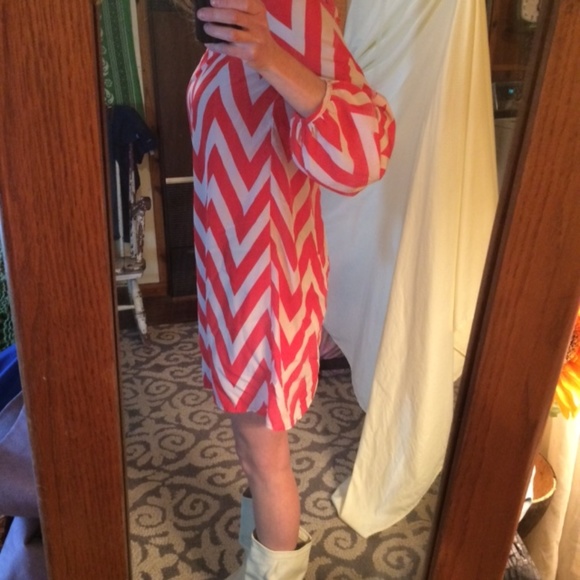 Peaches and Cream Chevron Retro Style Dress - Picture 4 of 8